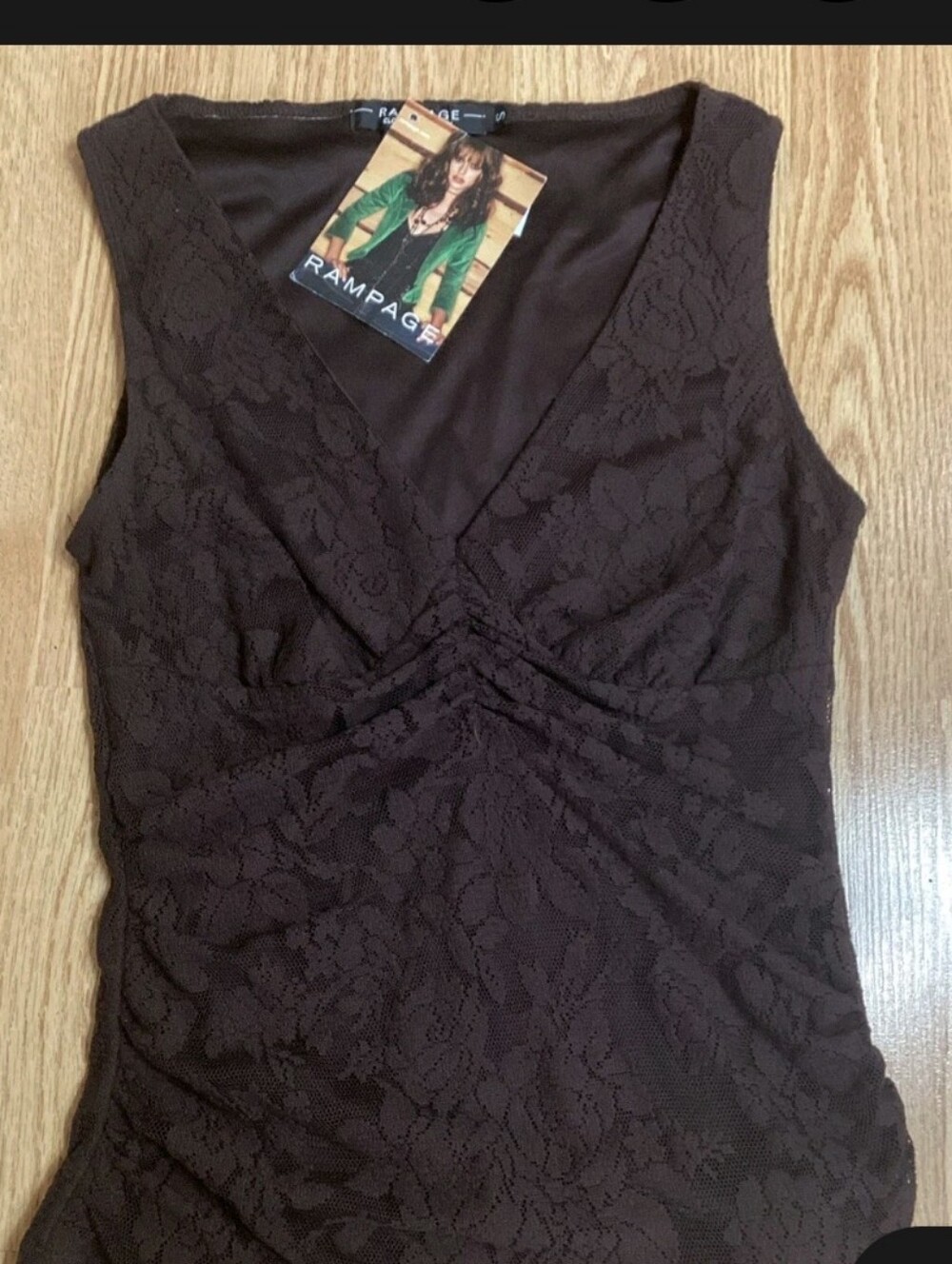 Rampage Dark Brown Lace V-Neck Camisole